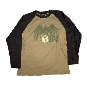 Vintage Y2K Street Wear Mens XL Long Sleeve Raglan Graphic T Shirt Eagle Globe